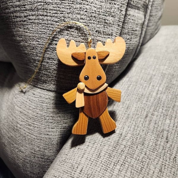 Hand-Carved Wooden Animal Christmas Ornaments