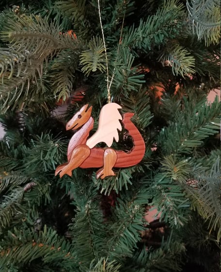 Hand-Carved Wooden Animal Christmas Ornaments