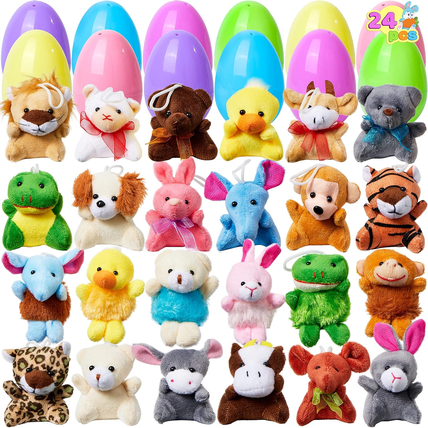 🔥LAST DAY 49% OFF-12/24/36 Pcs Prefilled Easter Eggs, Filled with Plush Animal Toys