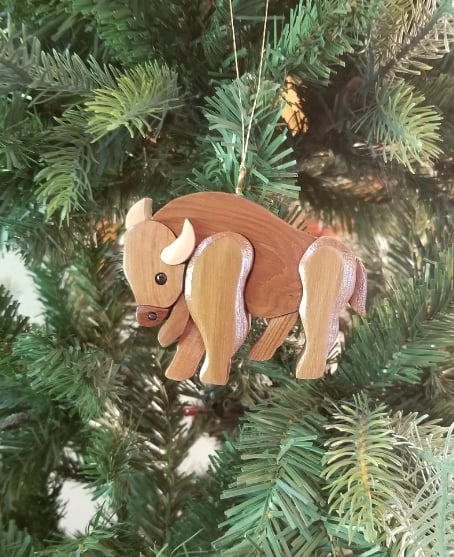 Hand-Carved Wooden Animal Christmas Ornaments