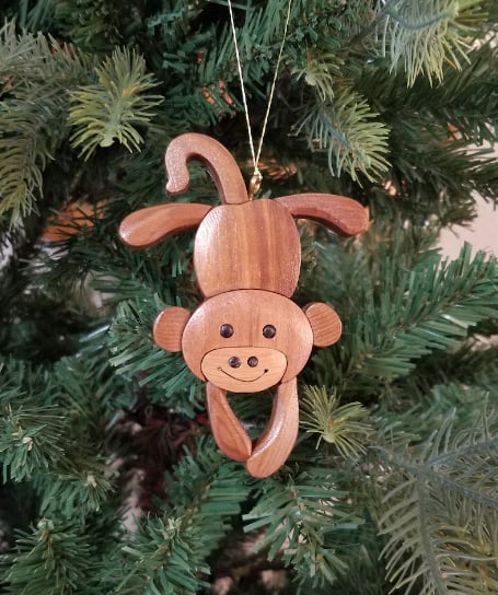 Hand-Carved Wooden Animal Christmas Ornaments