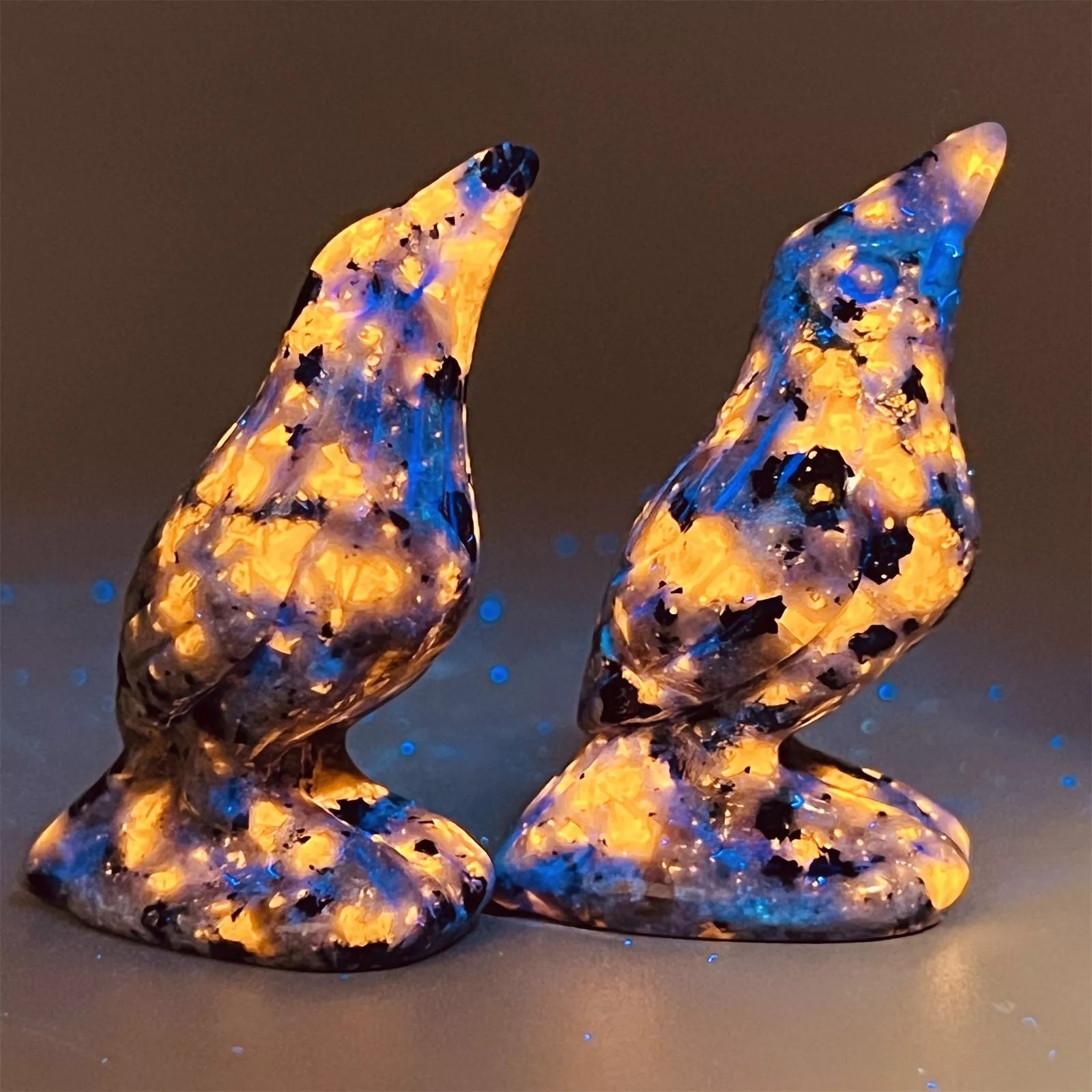 Natural Emberlite Crow Statue Handcrafted