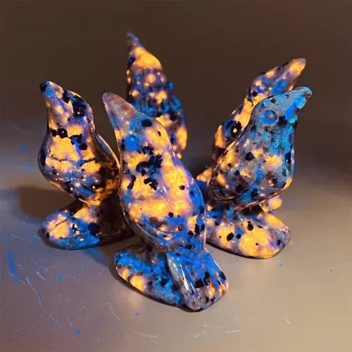 Natural Emberlite Crow Statue Handcrafted