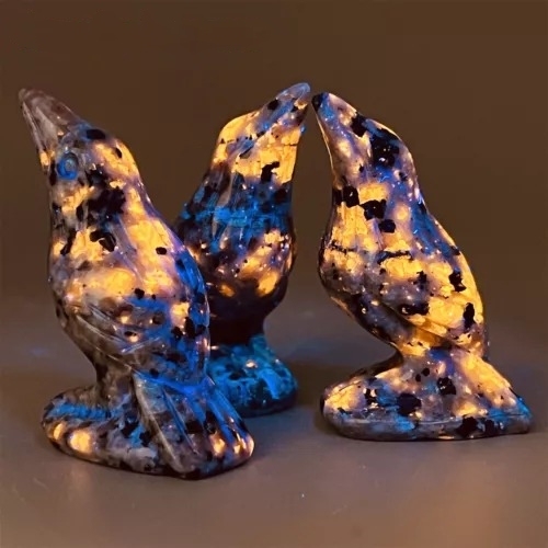 Natural Emberlite Crow Statue Handcrafted