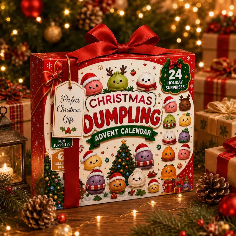 KIDGENIUS 2026 24-Day Christmas Advent Calendar - Unisex Kids Toys, Dumpling Squishies, Glitter Fidgets, Reindeer/Santa Stress Relief Toys, Holiday Countdown Gift