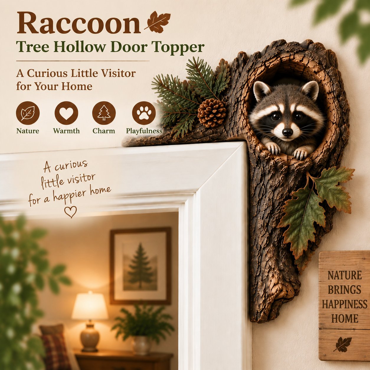 🎅 2026 Christmas Gift 50% Off--🐿️Chipmunk Tree Hollow Door Topper | Woodland Animal Doorway Decor For Cozy Nature Homes