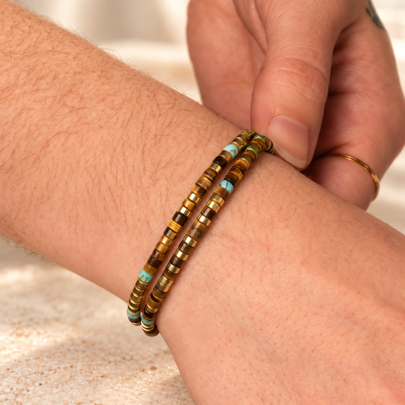 Fuck This Double Layer Morse Code Bracelet with African Turquoise Tiger eye