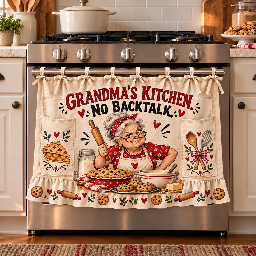 👵 Funny Kitchen Sayings Farmhouse Oven Door Hanging Curtain