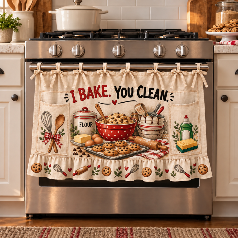 👵 Funny Kitchen Sayings Farmhouse Oven Door Hanging Curtain