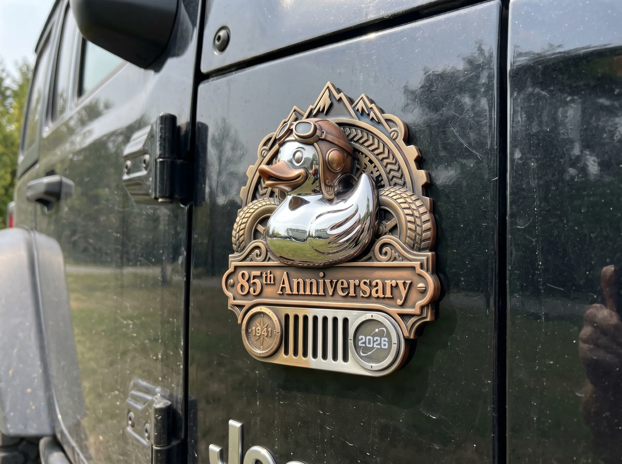 🚙🦆 2026 85th Anniversary Rubber Duck Badge – Vintage Off-Road Vehicle Emblem | Unique Gift for Adventure Lovers 🎁
