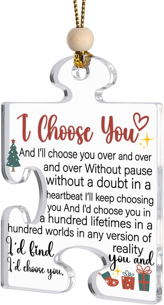 I Choose You Christmas Ornament, Romantic Acrylic Puzzle Piece Gift