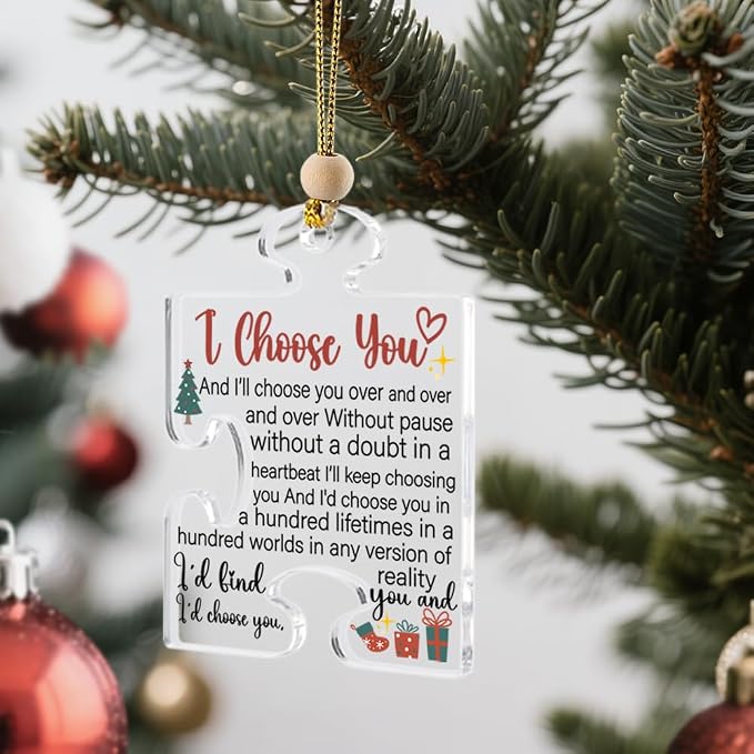 I Choose You Christmas Ornament, Romantic Acrylic Puzzle Piece Gift