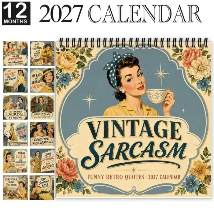 😂 2027 Retro Satirical Wall Calendar – 12 Months of Unfiltered Humor