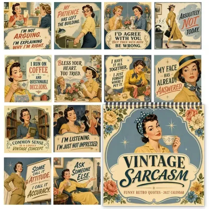 😂 2027 Retro Satirical Wall Calendar – 12 Months of Unfiltered Humor