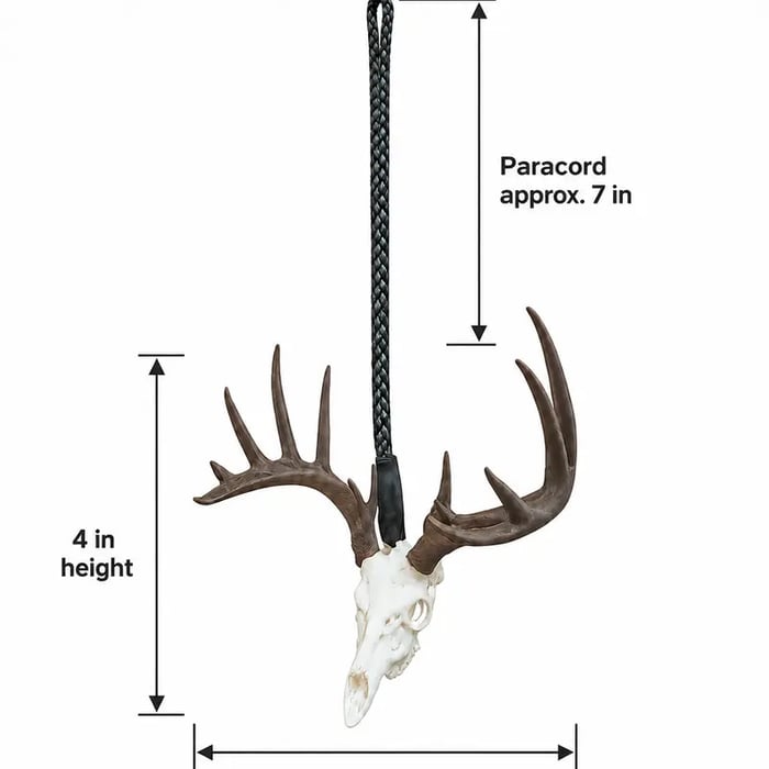 Whitetail Deer Skull Rearview Mirror Hanger 