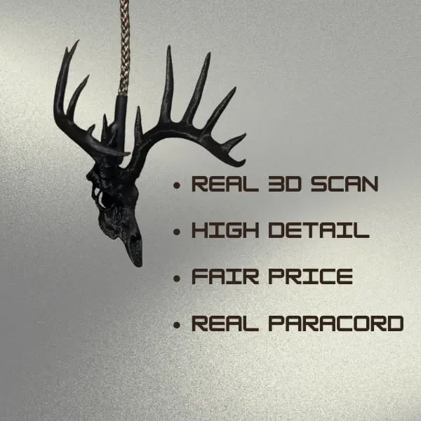 Whitetail Deer Skull Rearview Mirror Hanger 
