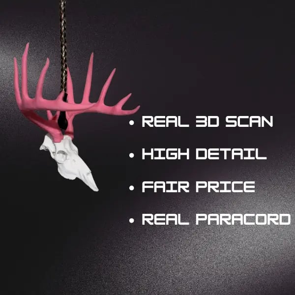 Whitetail Deer Skull Rearview Mirror Hanger 