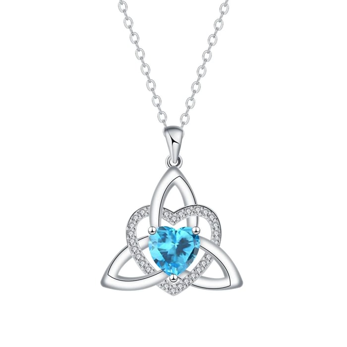 ✨ Heart Shape Celtic Trinity Knot Birthstone Pendant 