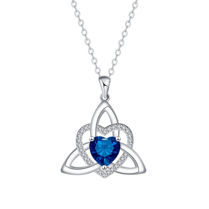 ✨ Heart Shape Celtic Trinity Knot Birthstone Pendant 
