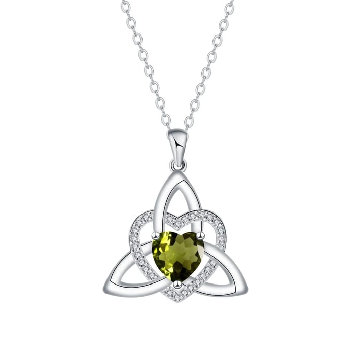 ✨ Heart Shape Celtic Trinity Knot Birthstone Pendant 