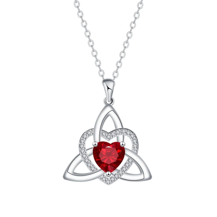 ✨ Heart Shape Celtic Trinity Knot Birthstone Pendant 