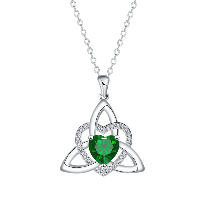 ✨ Heart Shape Celtic Trinity Knot Birthstone Pendant 