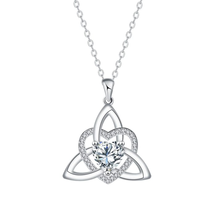 ✨ Heart Shape Celtic Trinity Knot Birthstone Pendant 