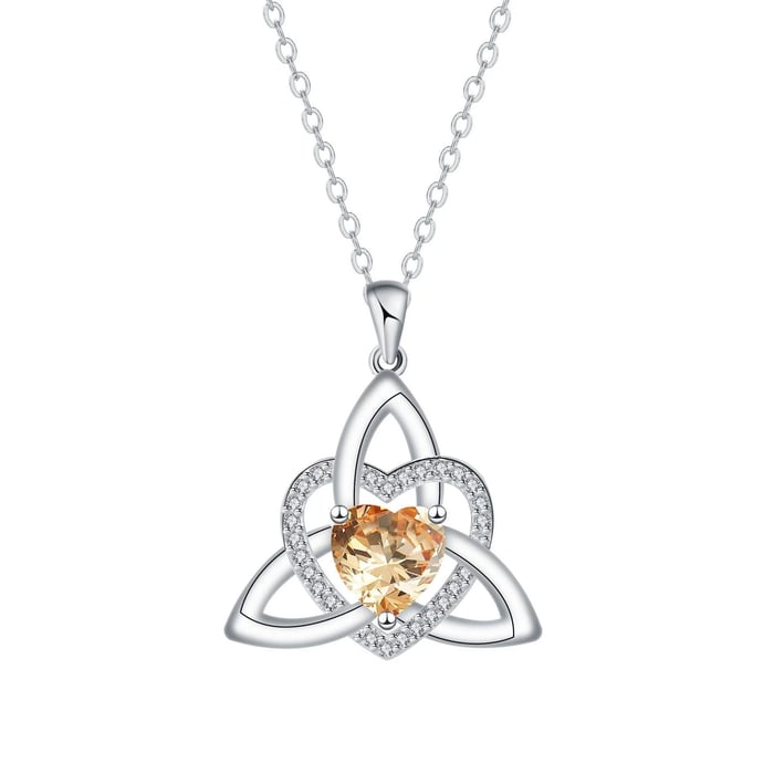 ✨ Heart Shape Celtic Trinity Knot Birthstone Pendant 