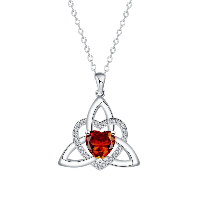 ✨ Heart Shape Celtic Trinity Knot Birthstone Pendant 