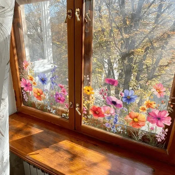 💥🏆Colorful Floral Bouquet Window Sticker🖼️(Cut to size freely)