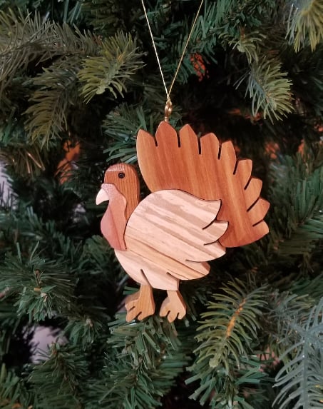 Hand-Carved Wooden Animal Christmas Ornaments