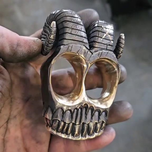 Handmade Ram Horn Skull Knuckles