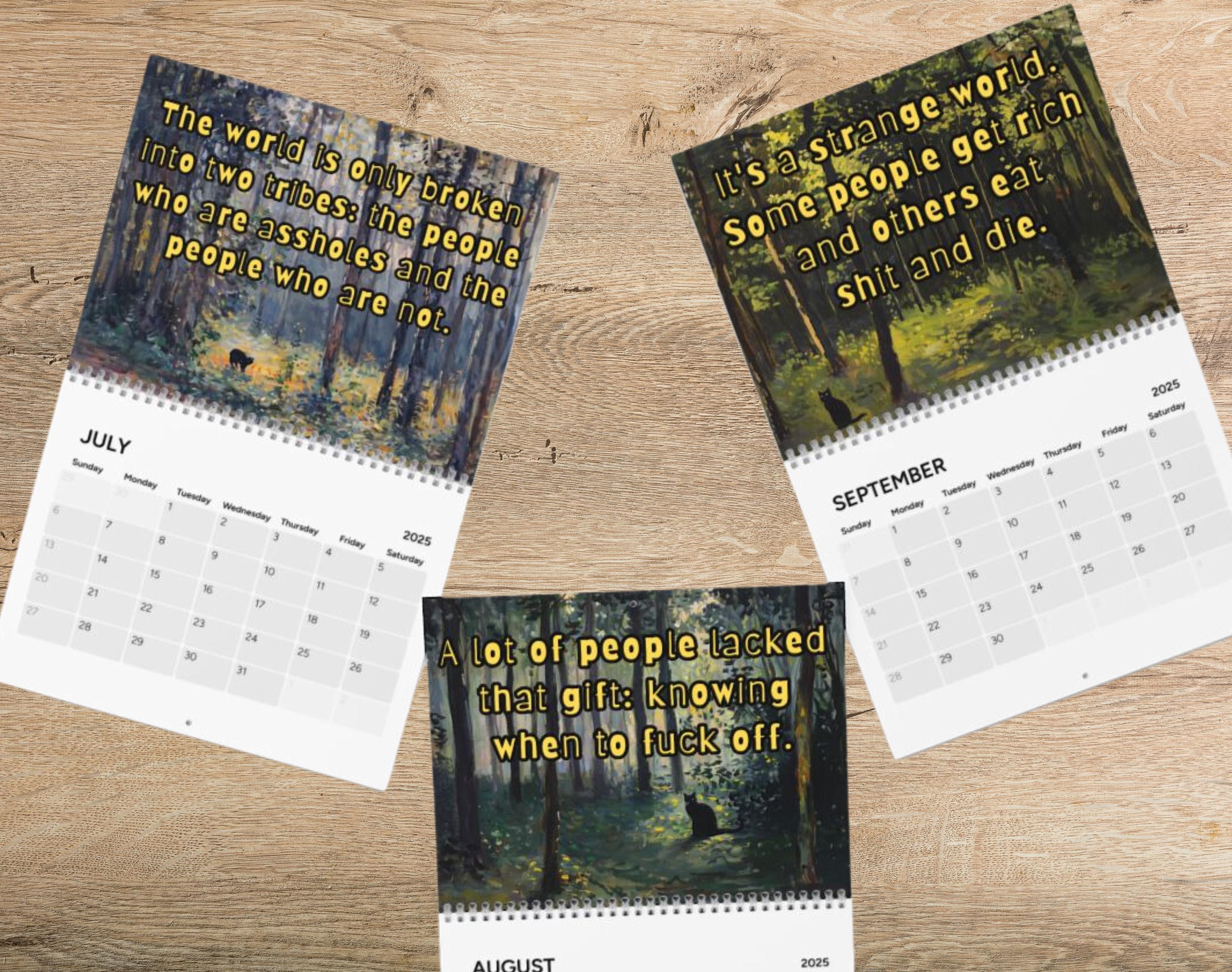 2025 Bad Bitch Cat Quotes Calendar