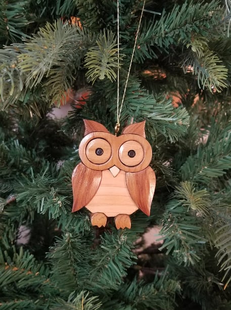 Hand-Carved Wooden Animal Christmas Ornaments