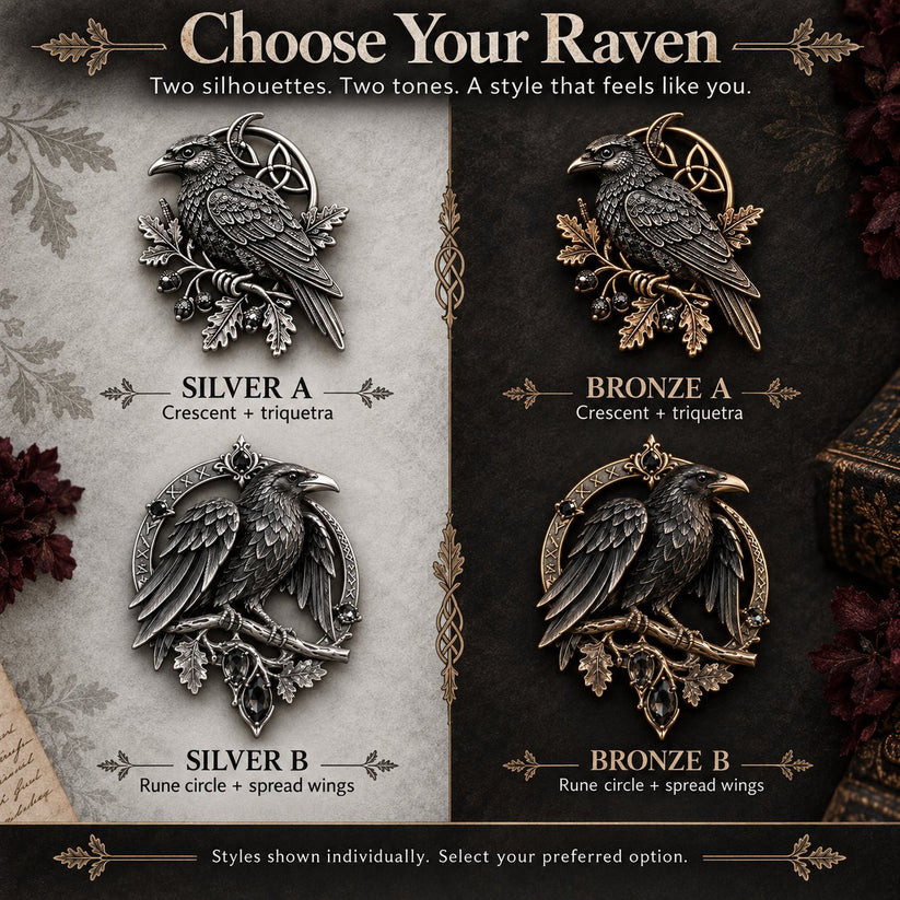 🐦‍⬛ Gothic Celtic Raven Brooch – Dark Academia Statement Pin