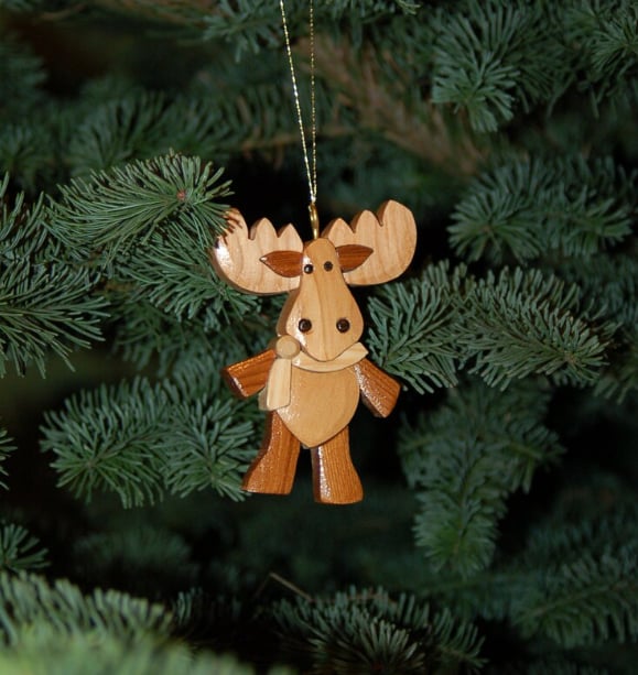 Hand-Carved Wooden Animal Christmas Ornaments