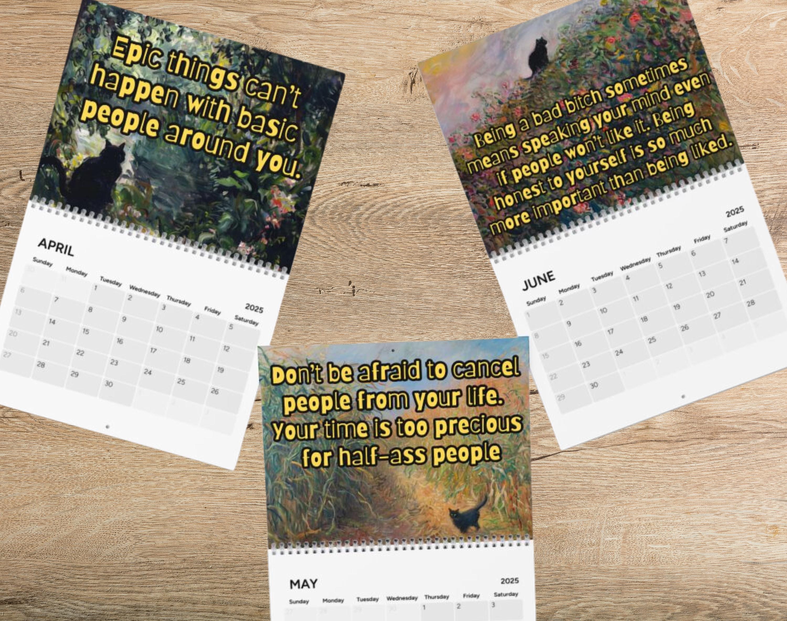 2025 Bad Bitch Cat Quotes Calendar
