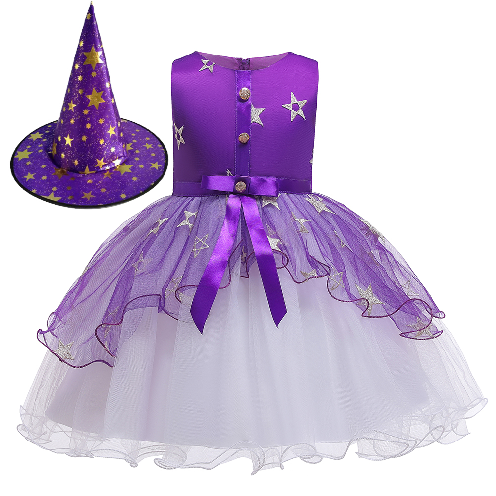 Halloween lovely kids for party dress puffy star pattern little dress for girls of 2-10years old
