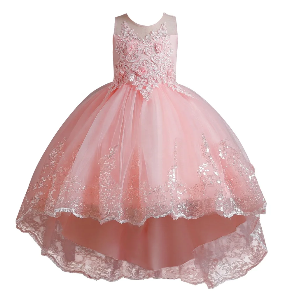 New Children's Party Dress Elegant Piano Performance Girls' Evening Dress Embroidered Fluffy Yarn Girls' Wedding Dress