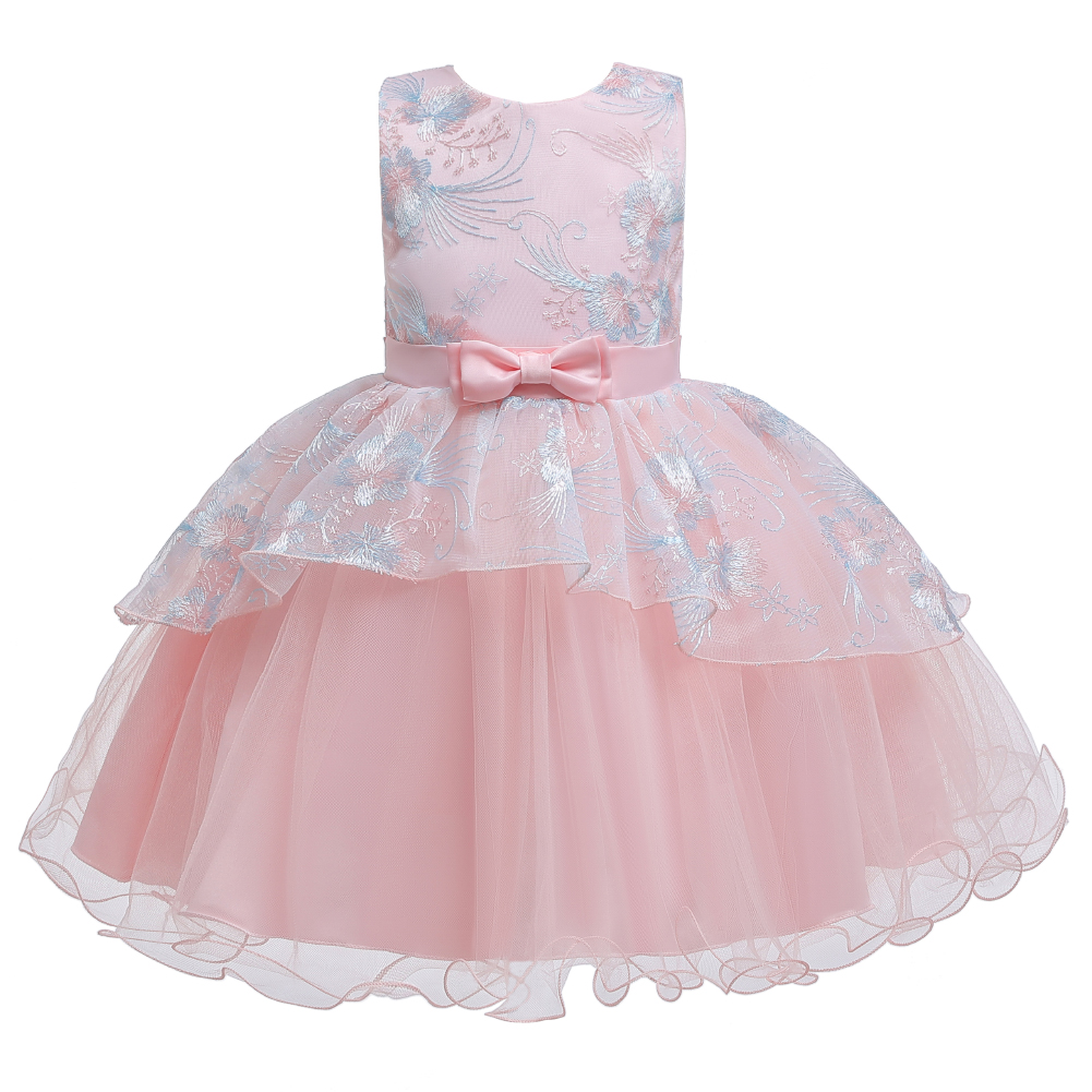 sleeveless knee-length kids girl dress for party cotton lovely flower baby girl birthday dresses 0-6 years old
