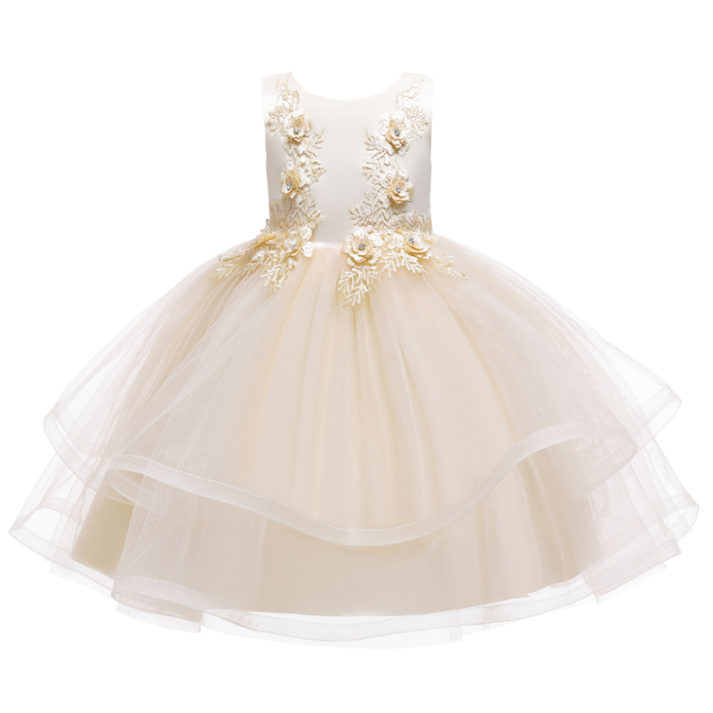Children's cotton round neck high-end dress temperament kids dress princess embroidered diamond  girl party dresses