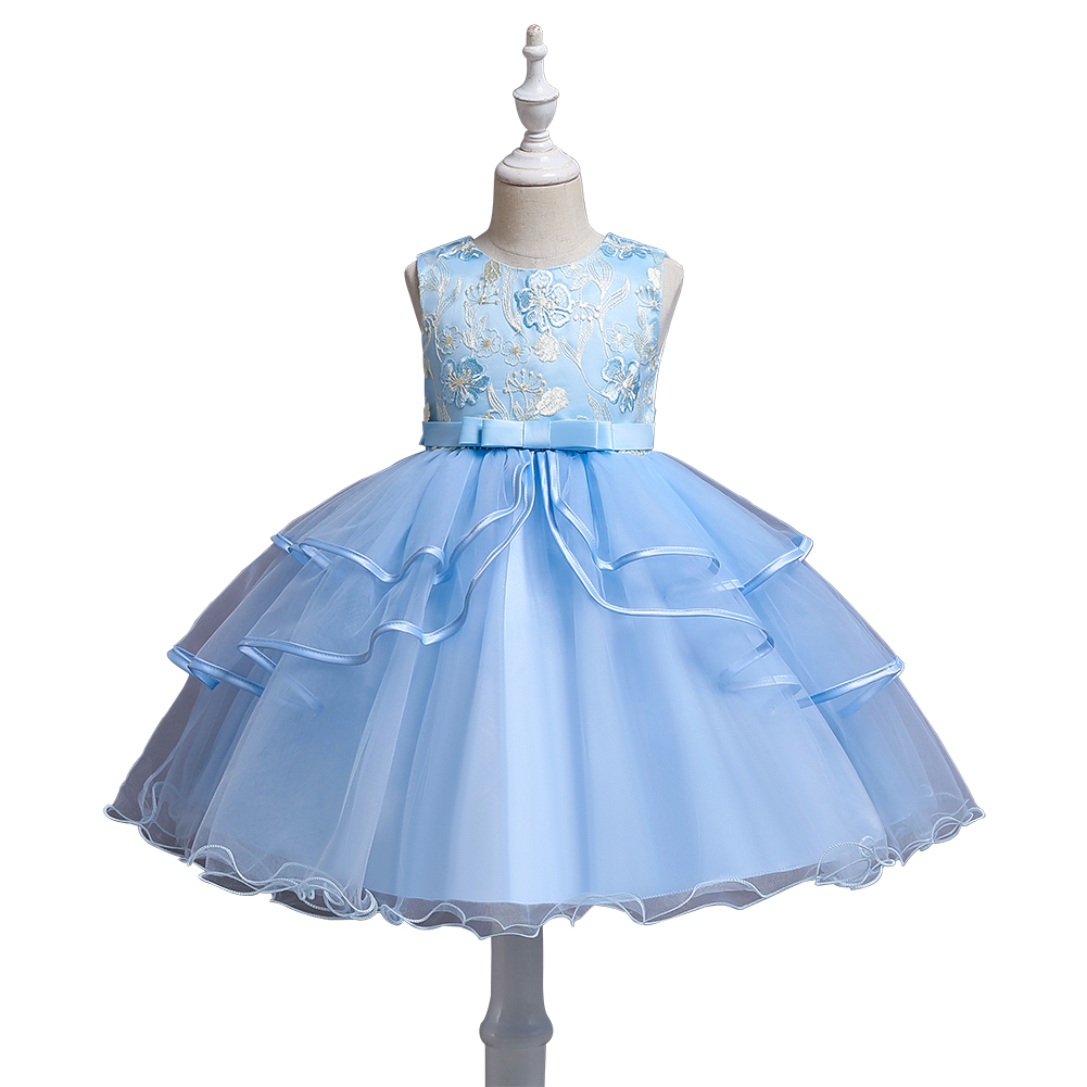 Cute western style kids princess dress banquet noble embroidered child