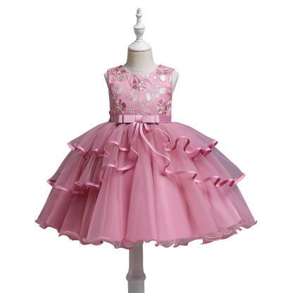 Cute western style kids princess dress banquet noble embroidered children birthday party dress for girls tutu dress of 2-10 year