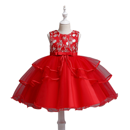 Cute western style kids princess dress banquet noble embroidered children birthday party dress for girls tutu dress of 2-10 year