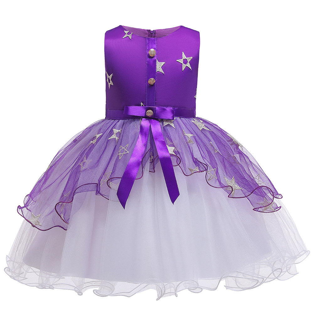 European style fluffy mesh children's princess dress baby girl birthday dresses for 2 Y elegant kid ball prom dresses
