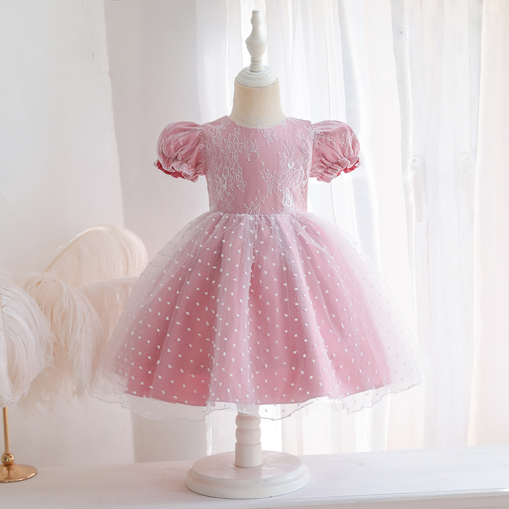little girl pink 0-4 year old tutu princess lace big bow dress exquisite children party evening dress
