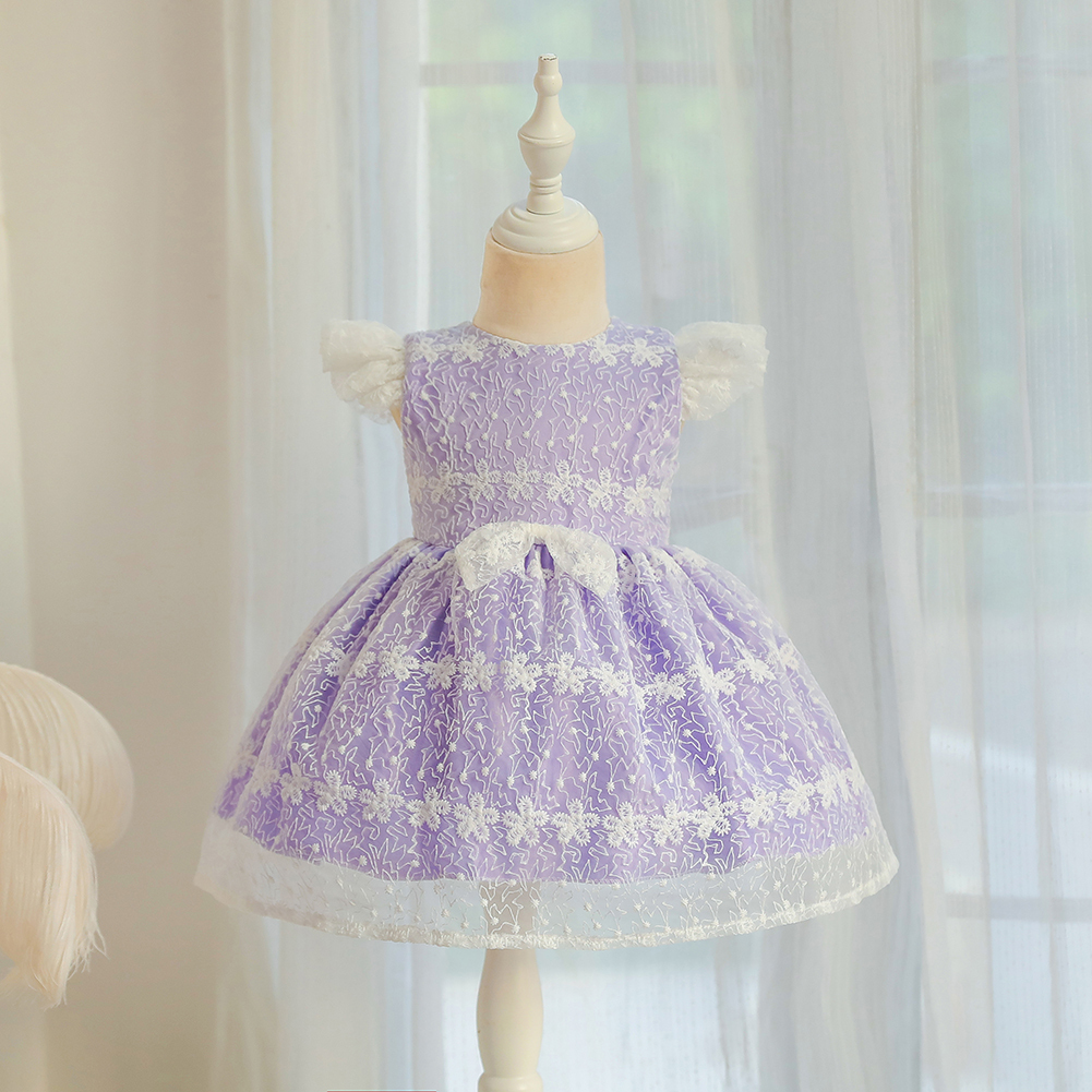 Korean Style Embroidered little girl Princess Dress flying sleeve chil