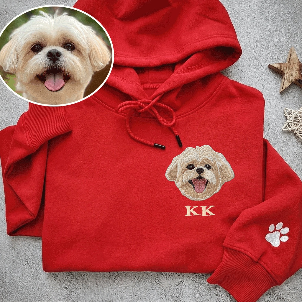 Custom Pet Portrait Embroidery Sweatshirt Furry Baby Keepsake Gift