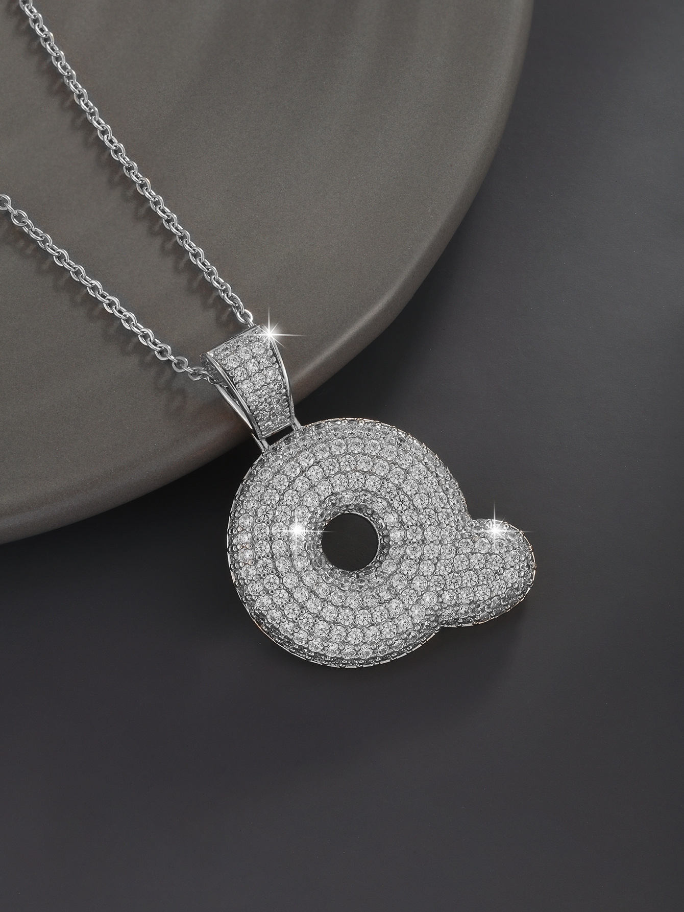 Stylish 26 Letters Necklace Pendant Alloy Zircon Necklace Friend Gift