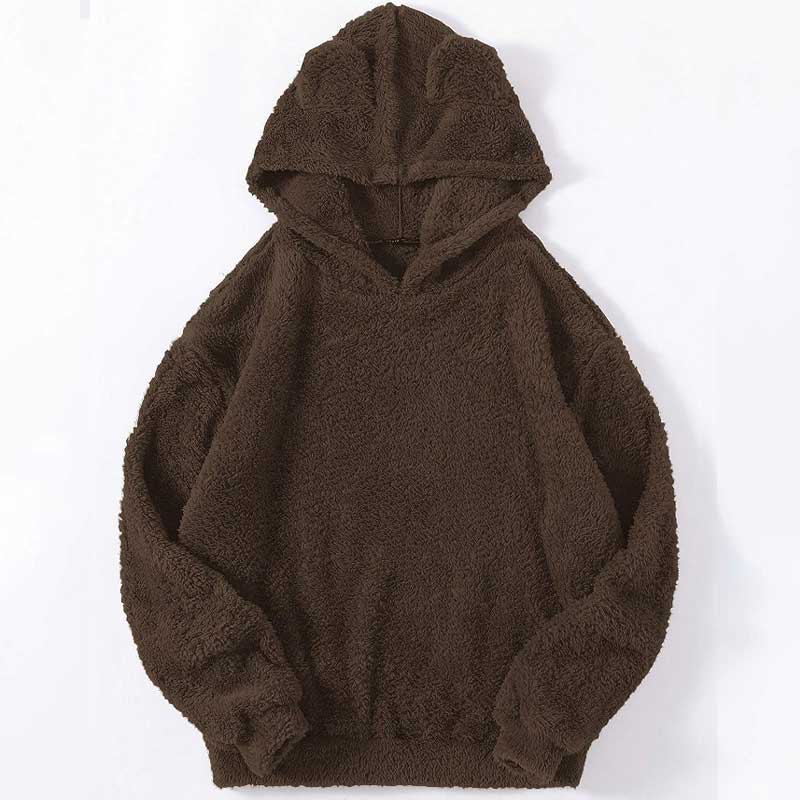 Lovely Bunny Ears Plush Warm Loose Hooded Sweatshirt